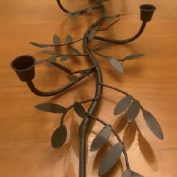 Hand-painted Metal Olive Branch 10 Candle Centerpiece